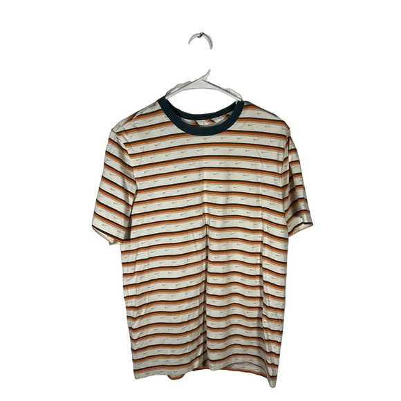 Nike The Nike Tee Striped Swoosh Logo T-Shirt Everyday Wear Mens L - Picture 1 of 4